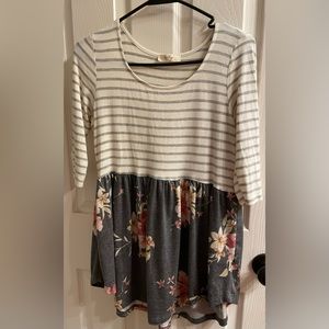 BE Stage women’s striped and floral top size Small